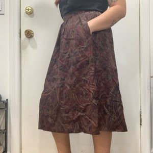 Vintage Maroon Paisley Midi Skirt